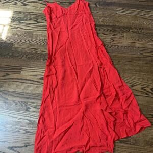Red maxi flowy polka dot Zara dress spaghetti straps ruffles